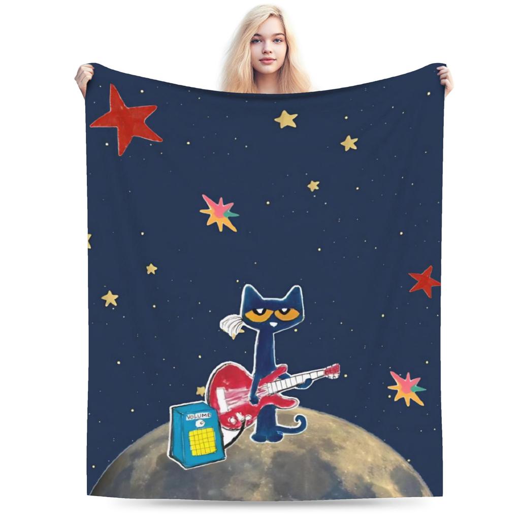 Мультяшное одеяло Sun Pete The Cat Фланелевое покрывало для самолета Путешествия Персонализированное Мягкое Теплое Постельное белье