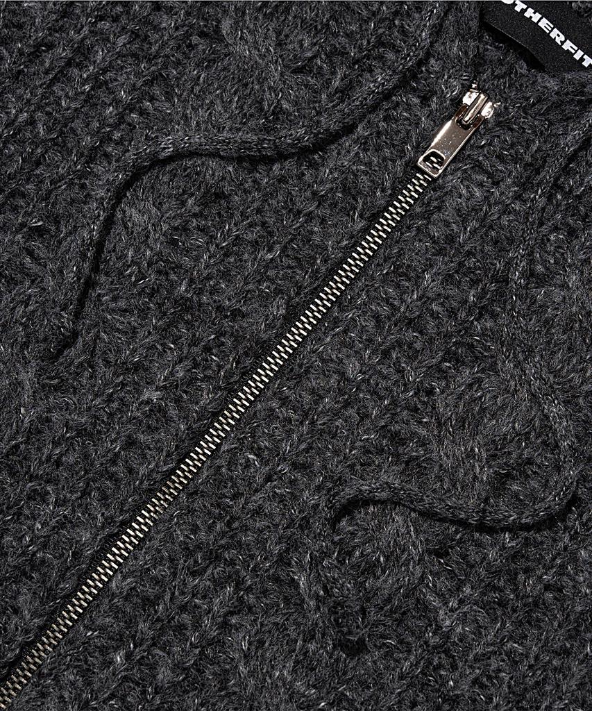 Otherfits Cable Weight Knit Zip-Up Hoodie (Charcoal)