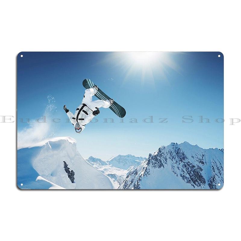 

Cool Snowboarding Snowboarder Mountains Winter Snow Scene Metal Plaque Poster Club Home PaintingCustomize Design Tin Sign Poster 20x30cm（7.8x11.8inch）