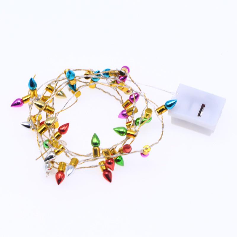 Christmas Beaded LED Bullet String Lights - Electroplated Bulbs, Tree Decoration Neon Lights