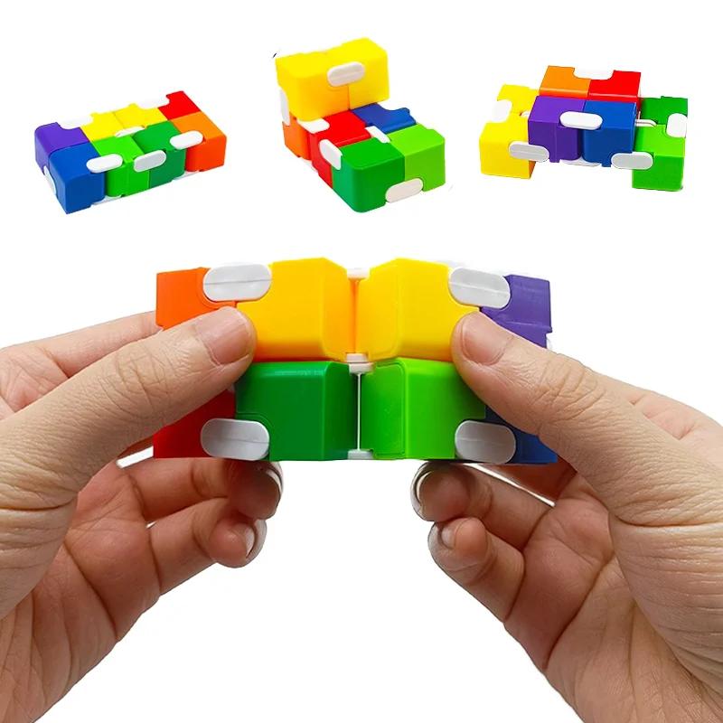 Color Puzzle Cube Durable Exquisite Decompression Toy Infinity Magic Cube for Adults Kids Fidget  Antistress Anxiety Desk Toys