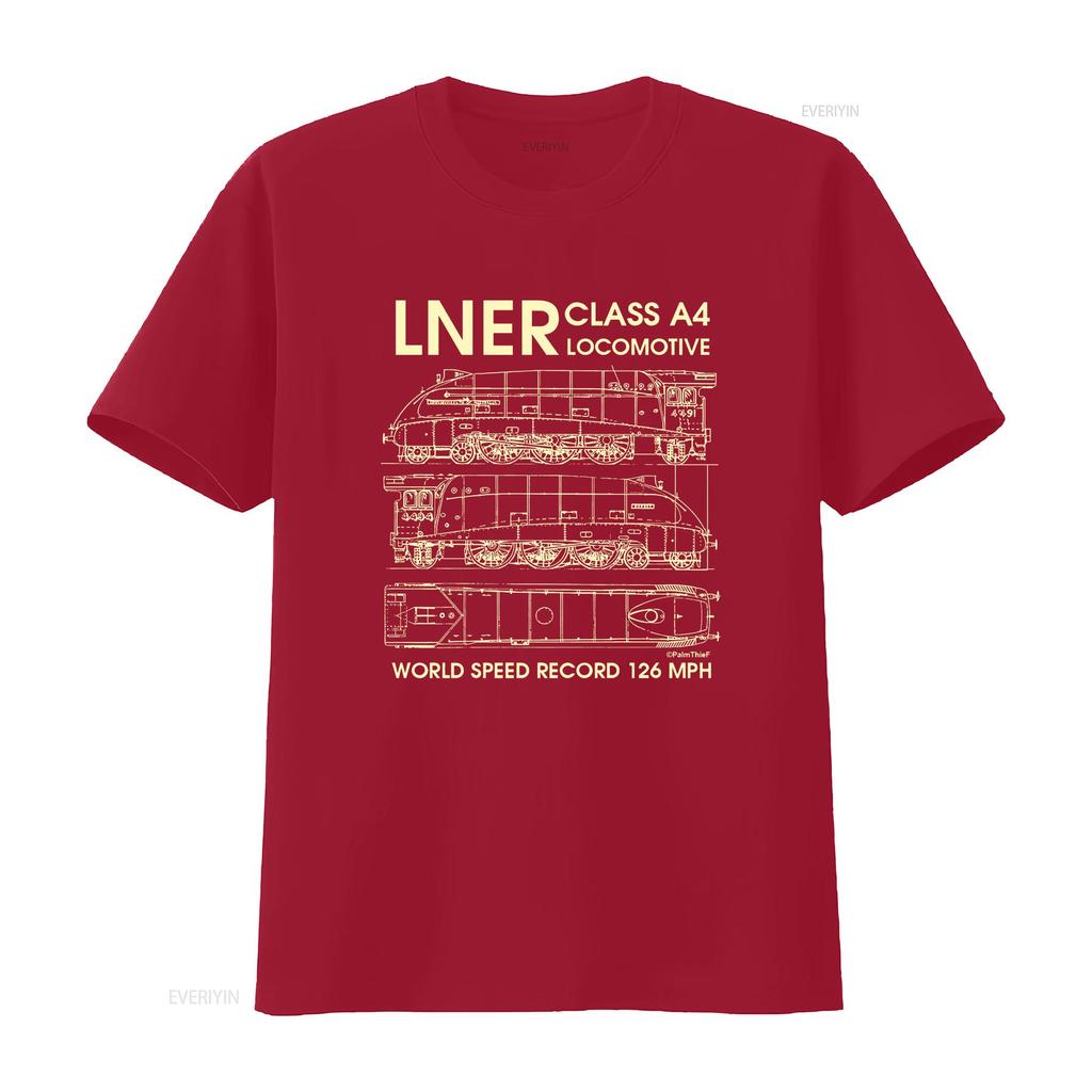 LNER Class A Locomotive Train T Shirt Unisexs Blueprints Birthday vintage Washed Breathable streetwear Stretched Soft