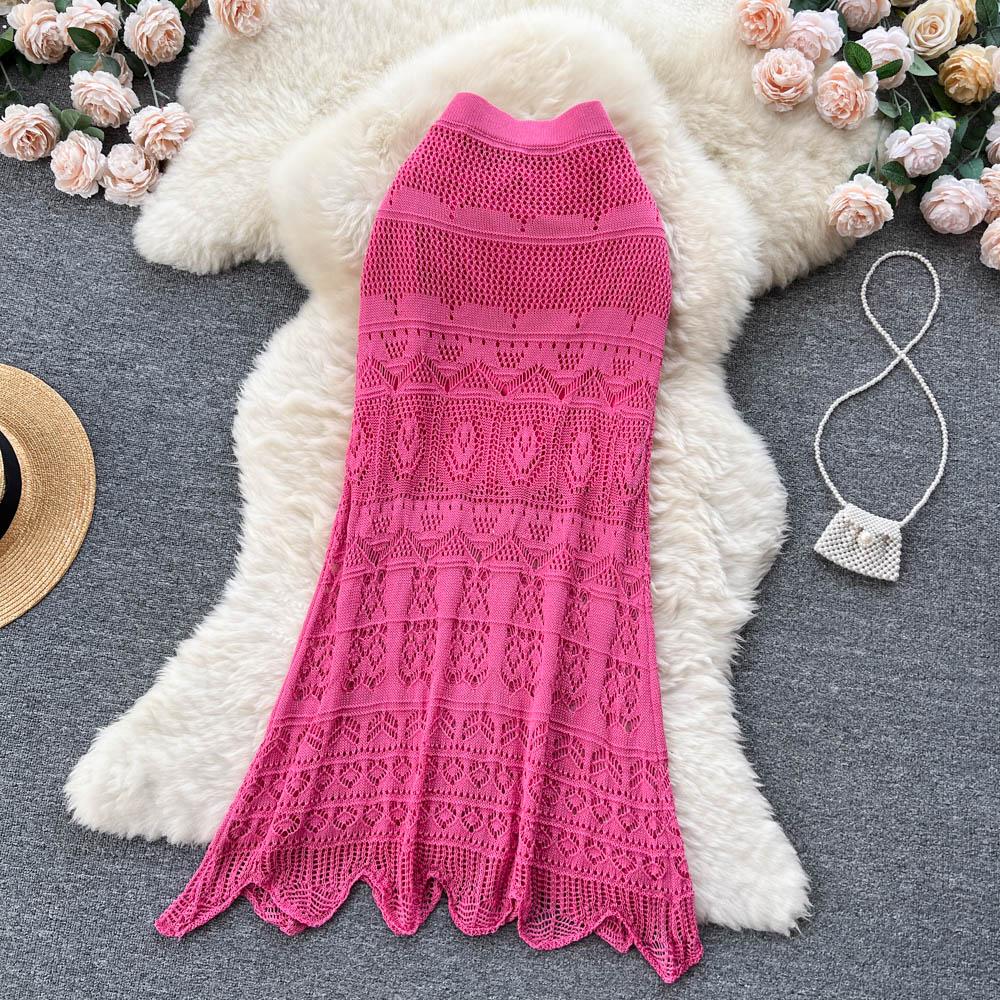 Autumn and Winter New Korean Medium-length Paragraph Elastic Hip Hook Flowers Wisp Niche Irregular Half-body Skirt