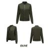 Bomber Jacket Women Thin Casual Zipper Long Sleeves Side Pockets Autumn Spring Outer Wear