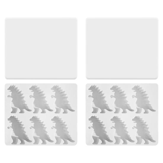 Dinosaur Ice Cube Mold Easy Fill Release 6 Cavity Gojira Ice Tray Freezer Safe Ice Maker for Summer Drinks Cocktail Party