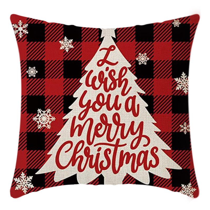 Christmas Throw Pillowcase Home Nordic Holiday Decoration Linen Super Soft Short Plush Sofa Pillowcase