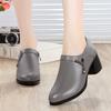 Genuine Leather Block Heel Deep Mouth Pumps Women Shoes Spring Autumn Female High Heels Shoes Ladies Office Party Shoes