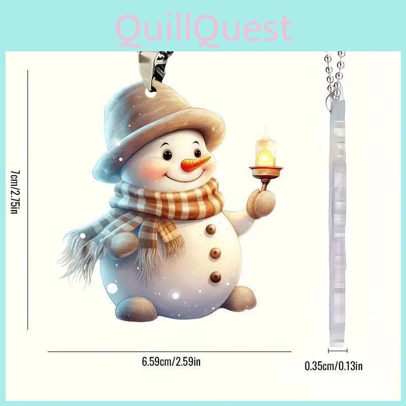 Handheld Cute Candle Snowman Pattern Acrylic Pendant For Decoration Christmas