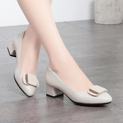 Women's Chunky Heel Soft Leather Shoes - 2022 Spring Collection for Middle-Aged & Elderly Comfort