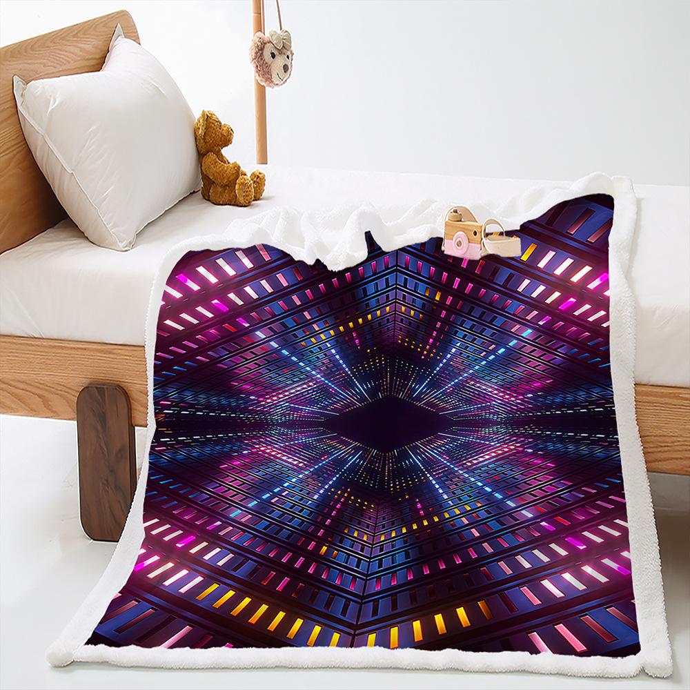 Blanket 2D Digital Printing Lamb Fleece Crystal Fleece 2D Magic Pattern Blanket Cover Blanket
