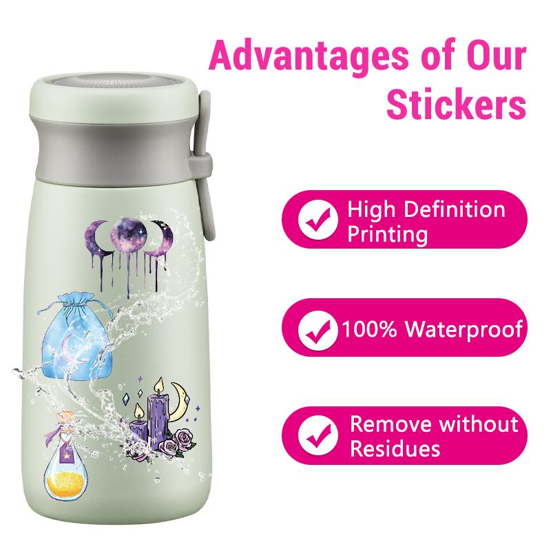 50PCS Magical Planet Stickers Boho Witch Aesthetic Stickers Witchy Decals for Water Bottles,Waterproof Vinyl Sticker for Laptop