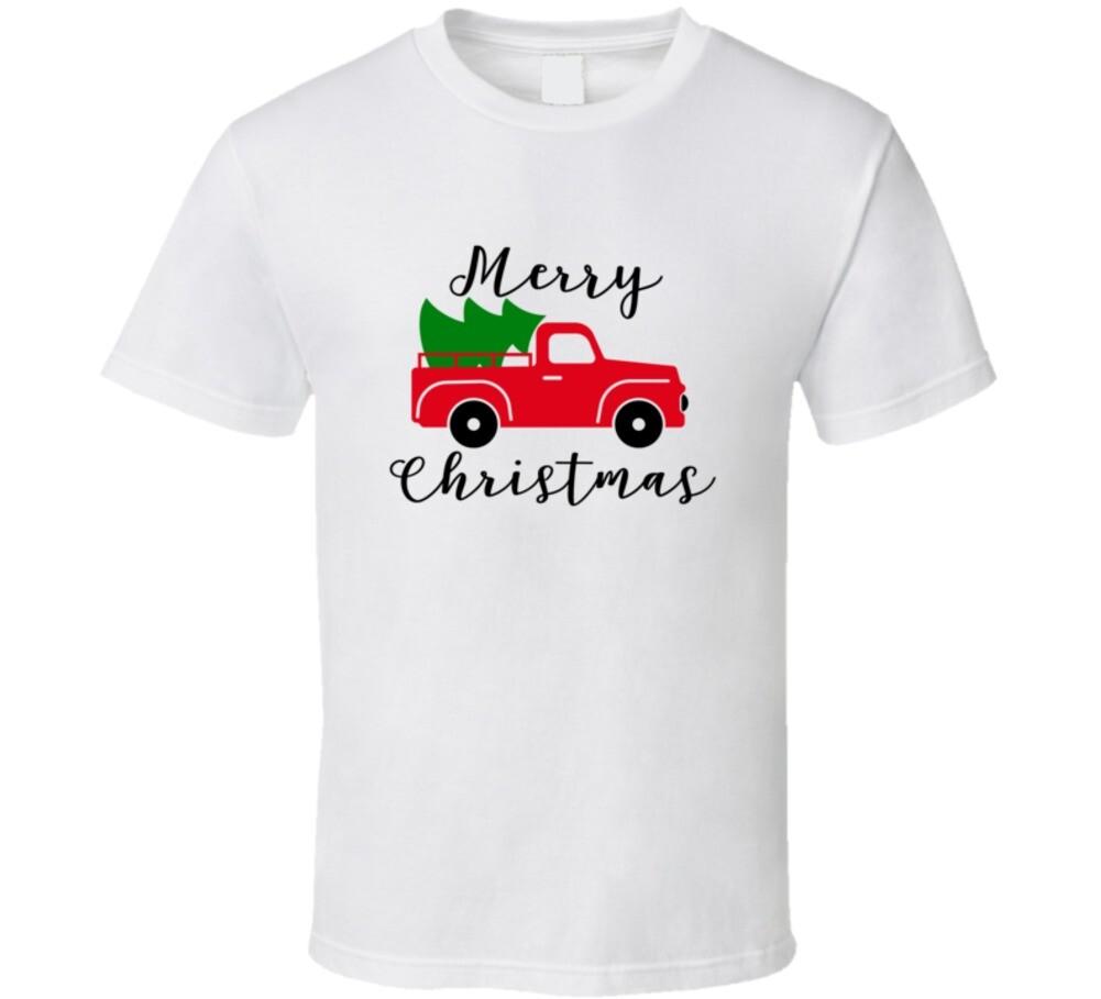 Merry Christmas Tree Pickup Truck Tee Holiday Tshirt Unisex Yuletide T Shirt XXL