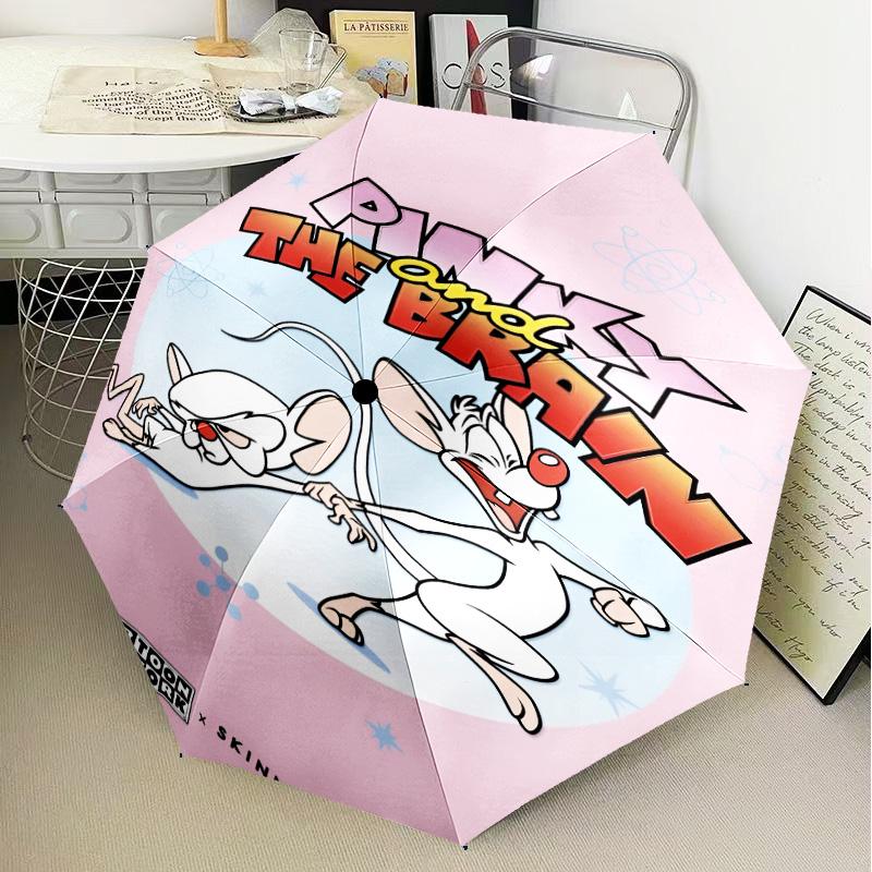 Pinky Brain Adventure Umbrella Folding umbrella, automatic umbrella 8-Frame for Travel, camping Use Gift for Halloween Christmas