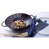Staub "Wok 37cm Black" Large, Two-Handled Chinese Enamel Pot, Induction Compatible [Official Japanese Product] 40509-398 With Glass Lid and Tempura Gr