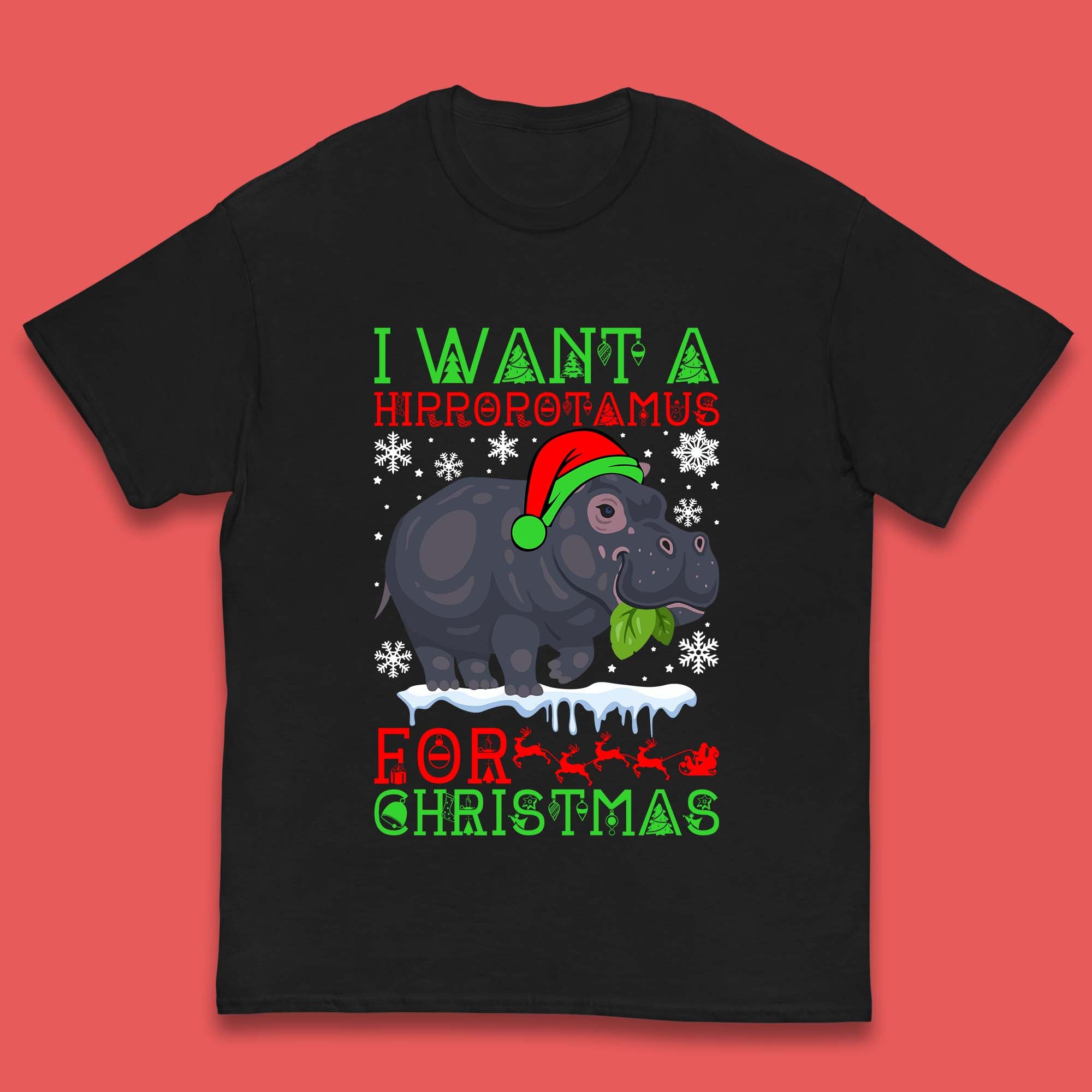 I Want A Hippopotamus For Christmas Kids T-Shirt 110