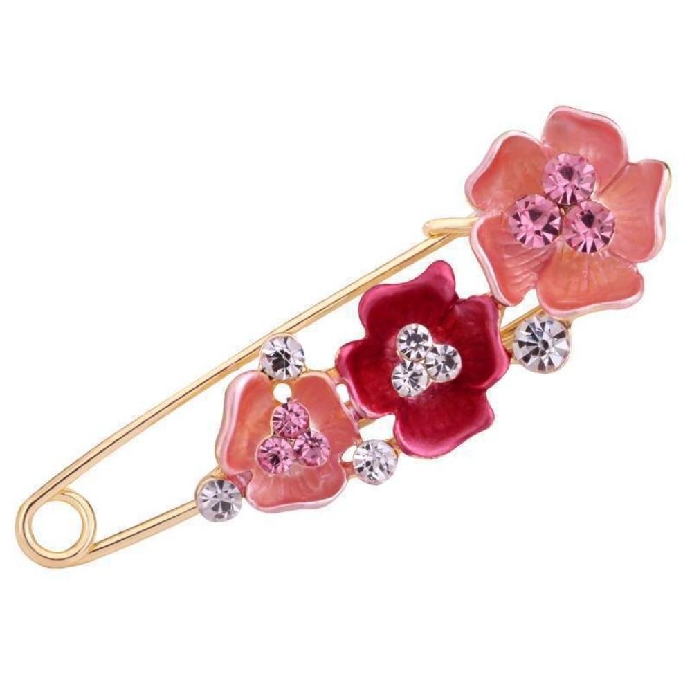 Rhinestones Flower Brooch Adjustable Waist Fastening Pins Versatile Brooches  Dress Decoration