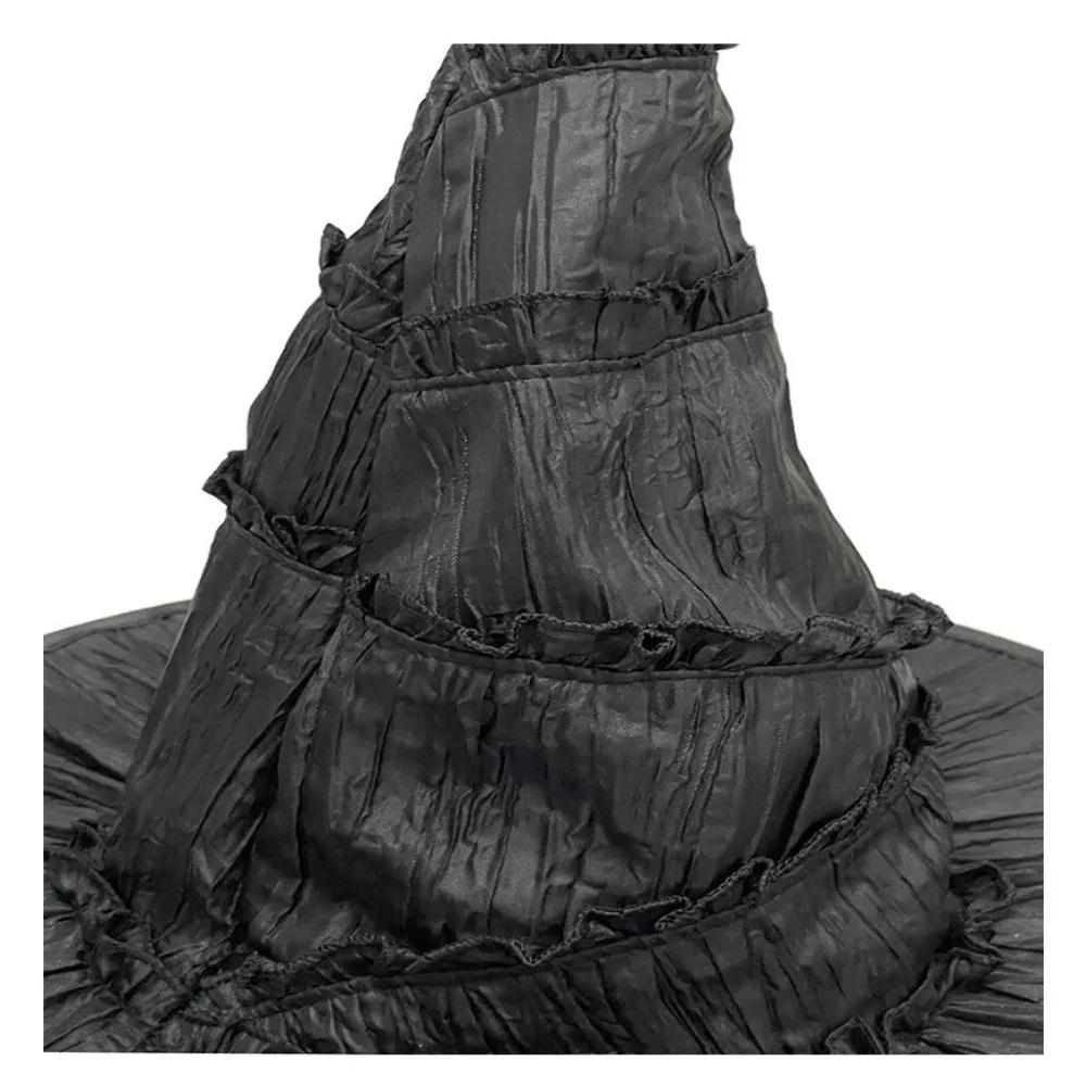Black Ruched Wicked Witch Hat for Women Men Halloween Gloves Long Nails Ghost Claws Halloween Party Cosplay Costume Accessory