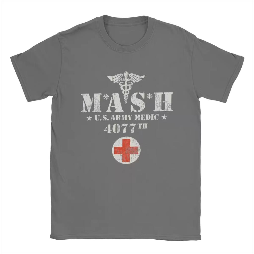 Mash 4077 Summer Oversized Round Neck Harajuku Retro Fashion Mens Short Sleeve Tees High Quality Casual Funny Cotton Men Tops
