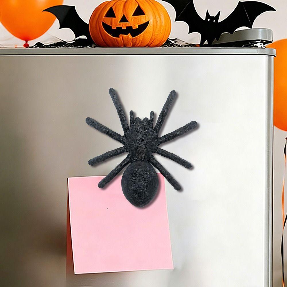 4/6PCS Black Halloween Decorations 3D Spider Magnetic Decals Bat Refrigerator Sticker Haunted House