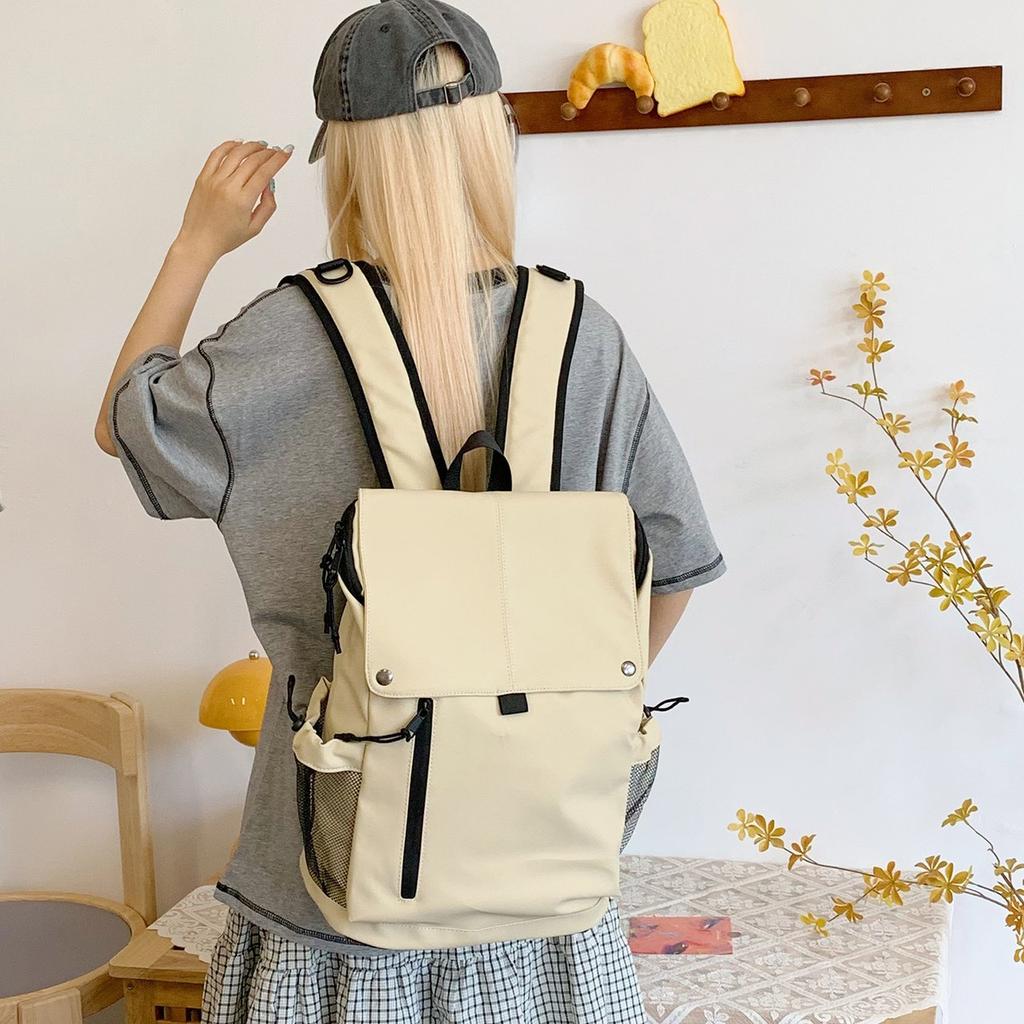 High-value Backpack Lightweight Waterproof Large Capacity Travel Bag Neutral Style Solid Color College Style School Bag