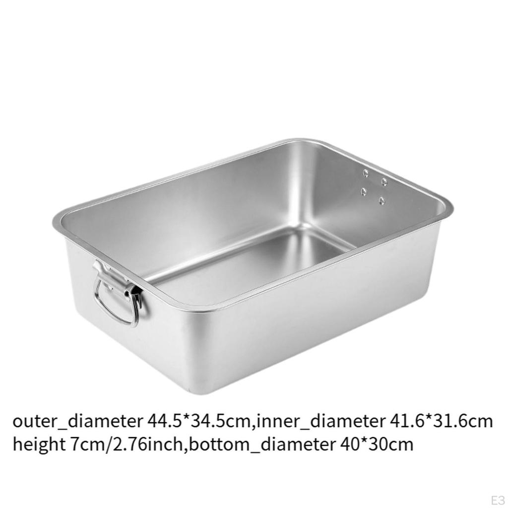 Cats Litter Box Kitten Pan Stainless Steel with Handles Anti Splashing Easy To Clean, Cat