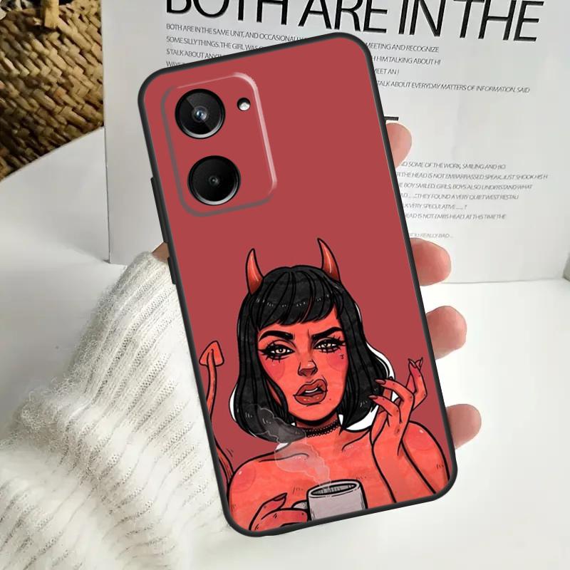 

Чехол Дьяволица для Realme GT7 Pro GT6 C75 C61 C67 C63 C71 C55 C51 C65 C53 10 11 12 13 14 15 Pro Plus Realme C75 4G