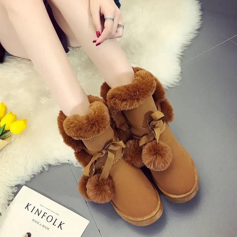 Trendy Warm Women's Boots 2024 Suede Winter Boots Anti Slip Casual Solid Color Comfortable Women's Cotton Shoes Platform