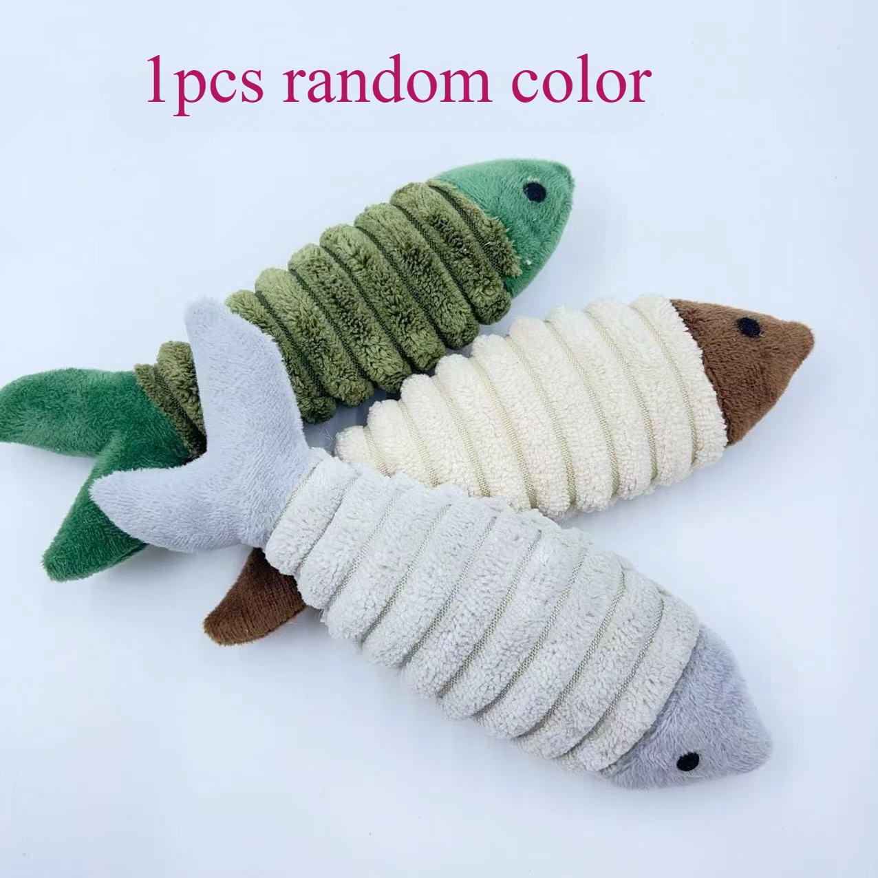 

1pcs random color Simulation Fish Cat Toy Teasing Stick Teasing Interactive Plush Fish Pet Toy різнокольоровий