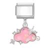 New Sweet Pink Zircon Heart Bows Cherry Moon Star DIY Making Bracelet Women Men Stainless Steel 9mm Italian Charm Links Fit
