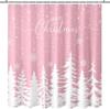 Christmas Shower Curtain Winter Red Snowflake Christmas Tree Shower Curtain For Christmas Bathroom Decor Waterproof Fabric Xmas