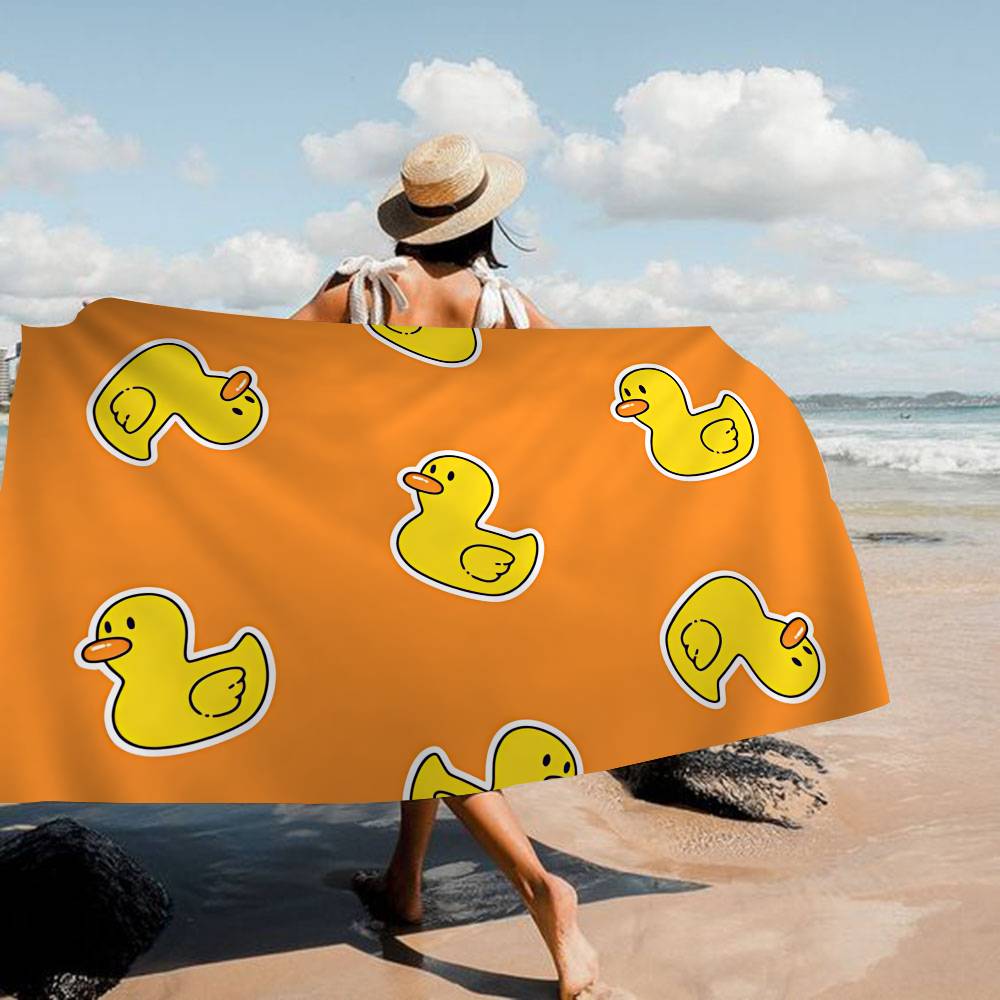 Yellow Classic Rubber Duck Beach Towel Colorful Bath Towels For Girl Microfiber Quick Dry Custom Sand Free Beach Yoga Spa