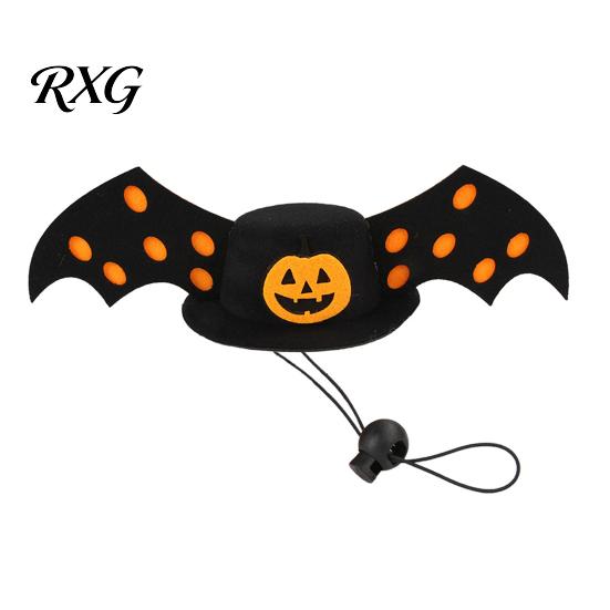 Cat And Dog Costume Hat Halloween Bat Pet Hat, Red Horn Pumpkin Funny Adjustable Wings Felt for Cats Small Medium Dogs Party Accessory