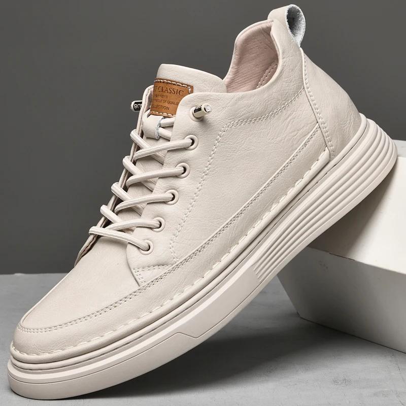 Fashion New Mid-top Board Shoes Brand Tenis Inner Heightening +6CM Casual Shoes for Men Fashion Black Khaki Height Increase Casual Shoes