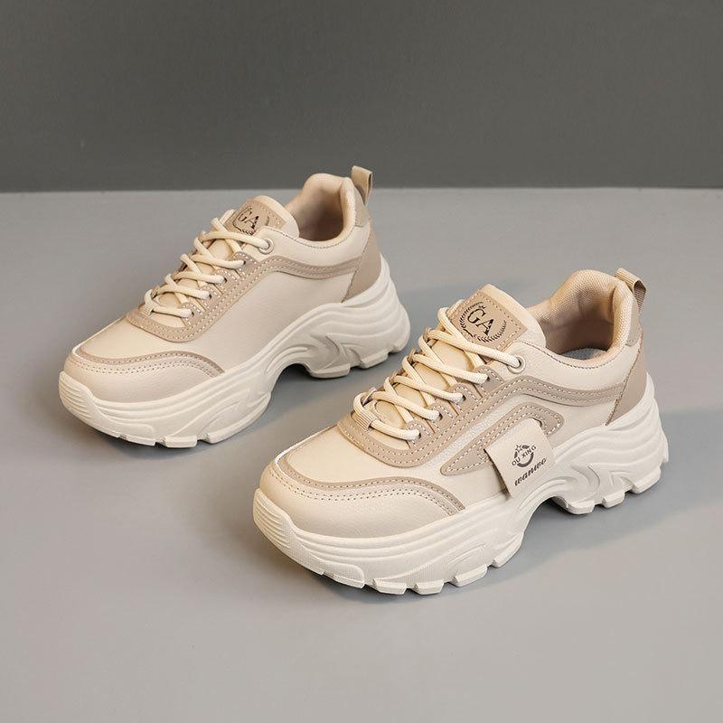 New, Color Matching Dad Shoes Platform Sports Leather Heightening Shoes Women's Shoes Student Fashion Korean Version Tide