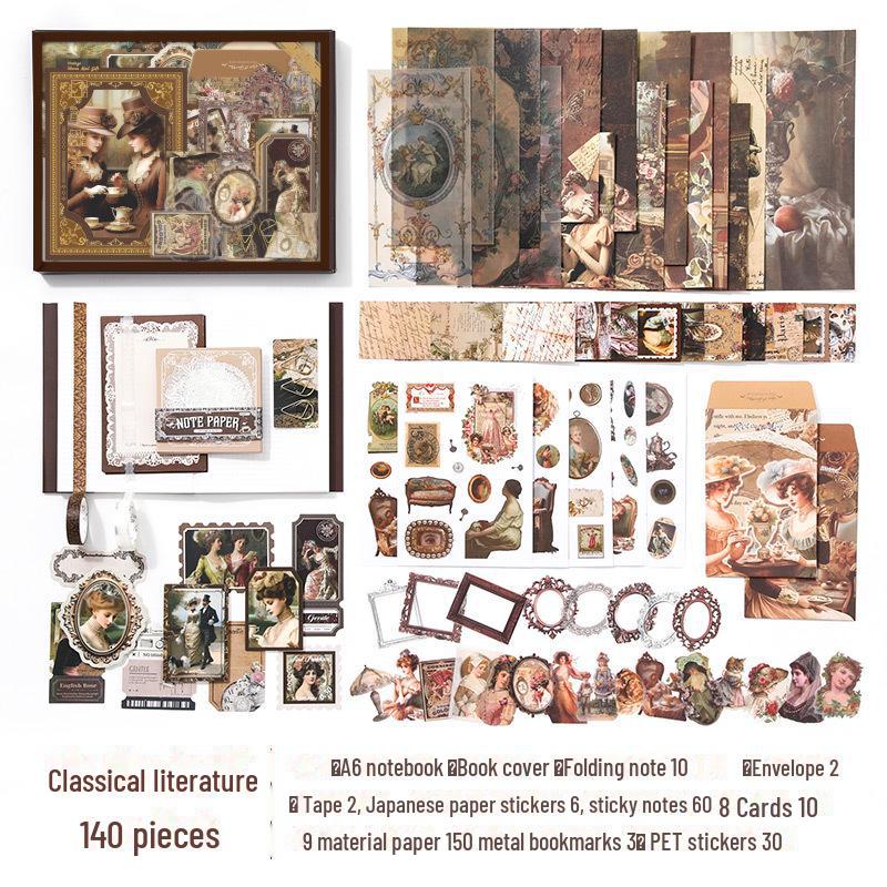 

Подарочная коробка для блокнота Retro Warm Series с декоративными наклейками