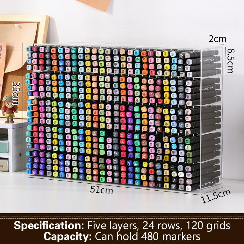 

Органайзер для маркеров большой вместимости, многослойное хранение маркеров, акриловый настольный органайзер, держатель для канцелярских принадлежностей, офисные школьные принадлежности