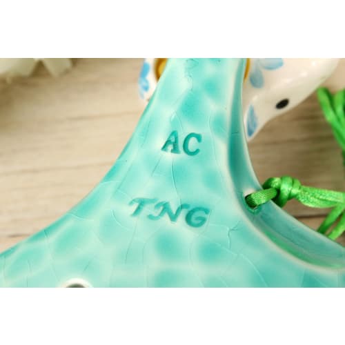 TNG Ocarina, Alto/C/AC, 12-Hole, Emerald, Premium Glazed Finish with Sea Wave Pattern, Includes Strap