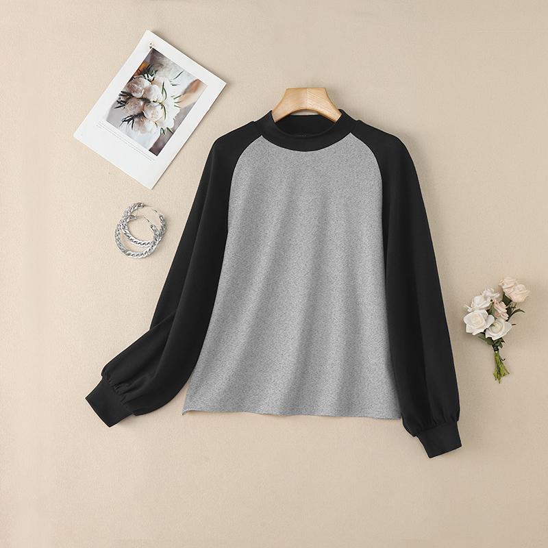 ZANZEA Women Casual Round Neck Long Sleeve Splice Tee Shirts