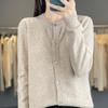 2025 A/W Women's Knit Cardigan: Round Neck, Long Sleeve, Loose Wool Pullover, Comfortable Solid Color Sweater