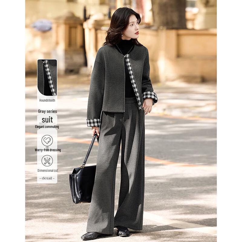 Chic Houndstooth Design Women s Winter Set S