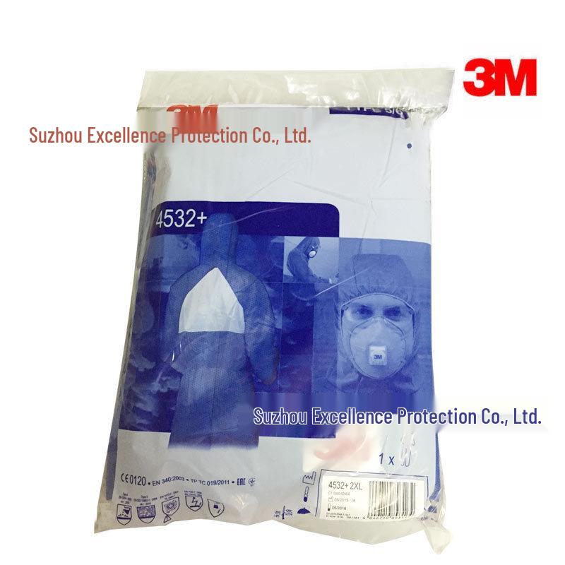3M 4532+ Blue Hooded Coveralls for Spray Painting, Pesticide Application, Dust Protection, Anti-static