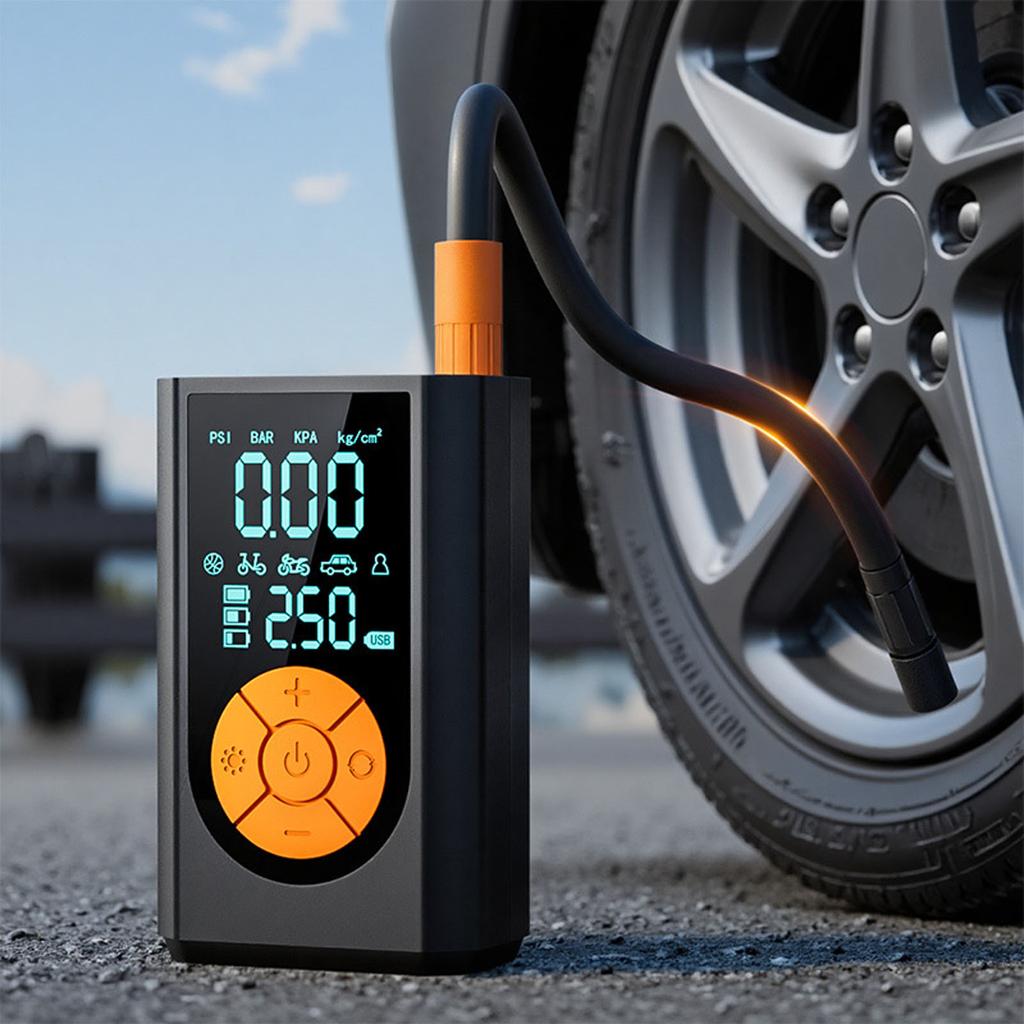 SINGARO Tragbarer Reifenfüller Kompressor Kabellos, 150 PSI Autoreifen , Fahrrad Mit LED-Licht, Digitalanzeige S Für Auto, Motorrad, B