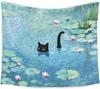 Cute Black Cat Art Painting Tapestry, Aesthetic Black Cats Decor, Vintage Cat Tapestry Wall Hanging For Room Bedroom Living
