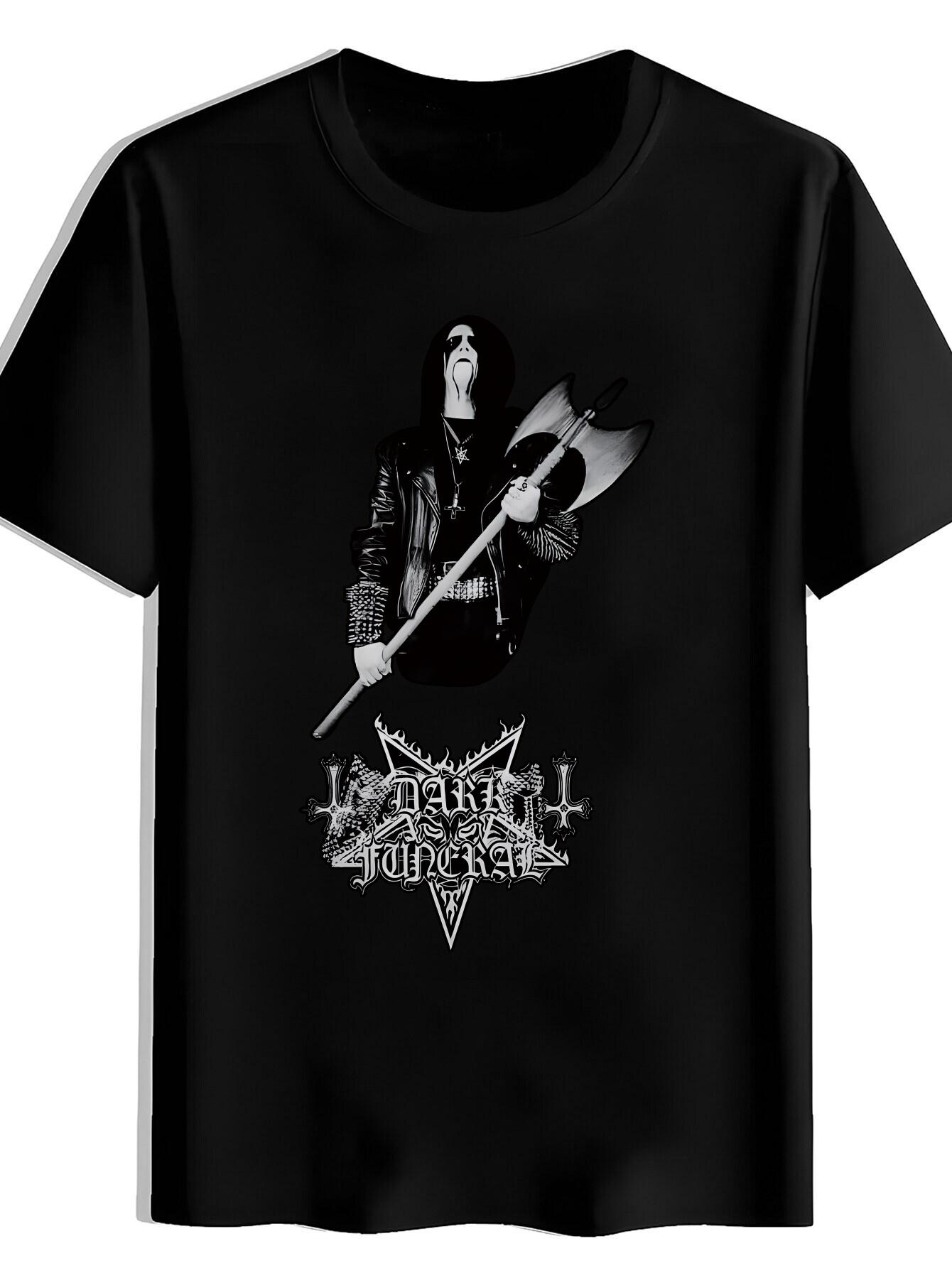 Black Metal Band Graphic T-shirt - I Want to Be a Rockstar Design with Guitar & Skull Print M