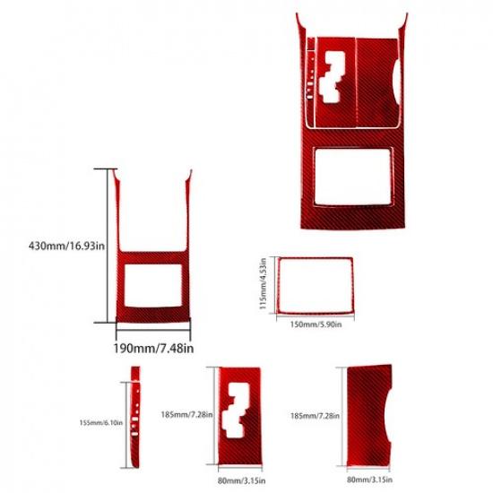 6Pcs Red Carbon Fiber 5-Speed Automatic Gear Shift Cover Trim For Toyota Camry