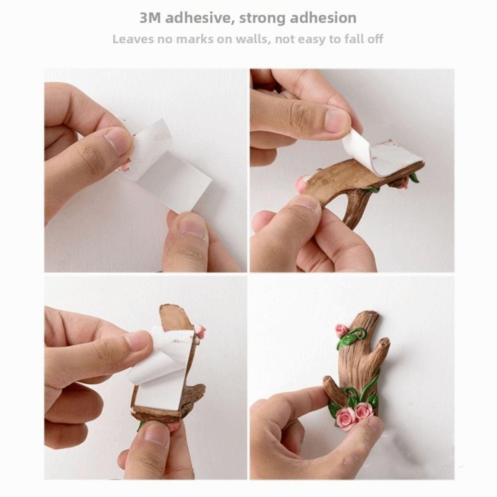 3pcs Strong Sticky Wall Hook Holder Simulation Branch Umbrella Storage Rack Coat Rack Bedroom