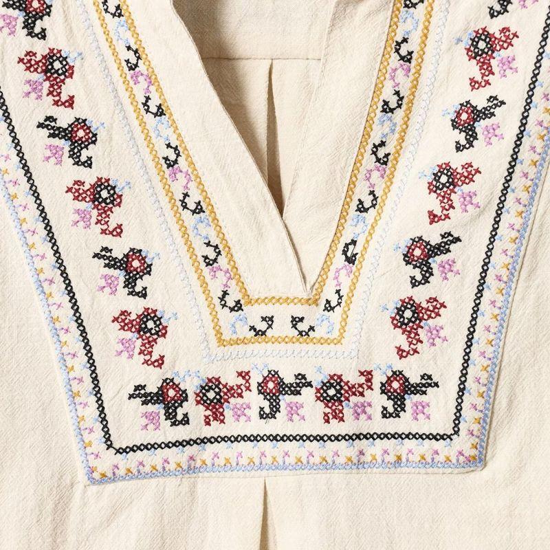 Kaslead New Women Clothes Western Style Fashion Simple French Style V-neck Heavy Industry Embroidery Shirts
