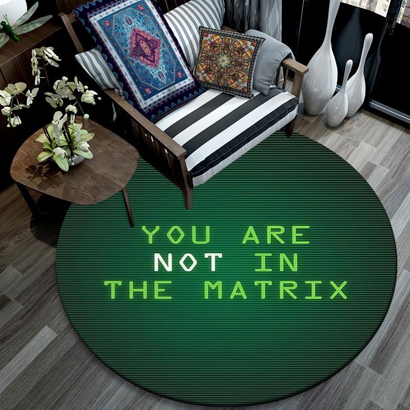 Matrix Poster pattern round rug,Carpet Rug for Living Room Bedroom Playroom ,Non-slip Floor Mat,Holiday Gifts and Birthday Gifts.