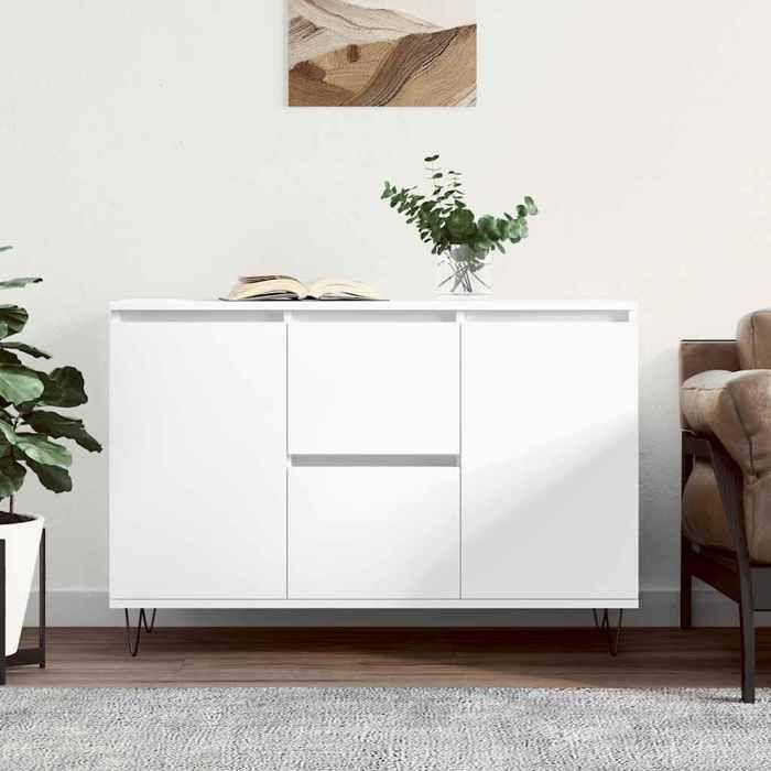 VidaXL Buffet, Armoire Latérale avec Pieds, Meuble de Rangement, Organisateur de Salon Salle de Séjour Intérieur, Blanc Bois 827204