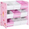 Kids Storage Rack, with Nine Removable Baskets, for Nursery, Bedroom, Playroom - Pink